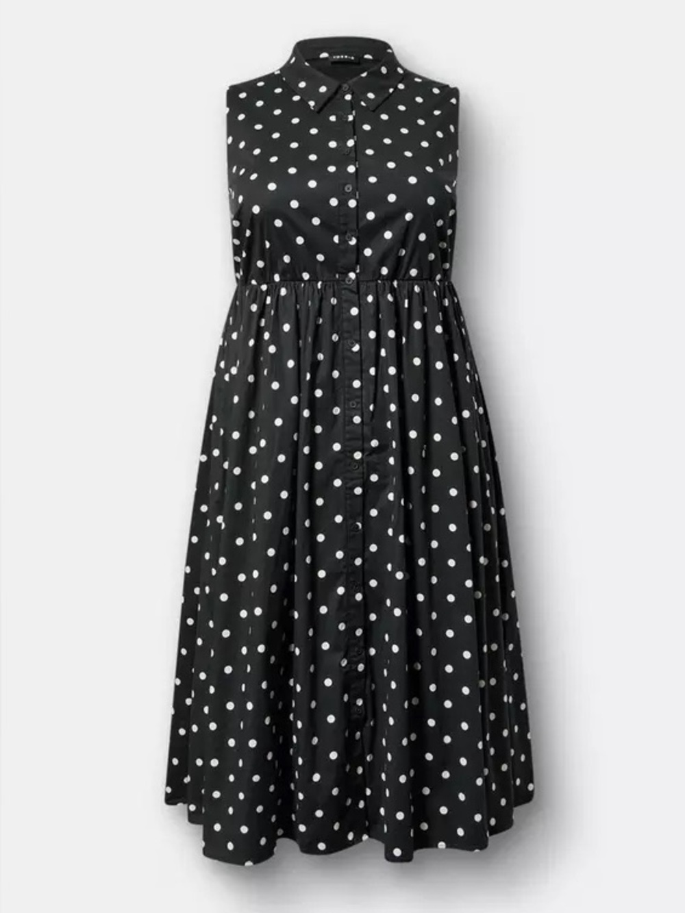 Torrid Collared Shirt Midi Dress - Commit Dot Black - Size 00 (10) - NWT